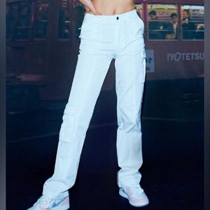 Svndz white cargo straight pants NWT